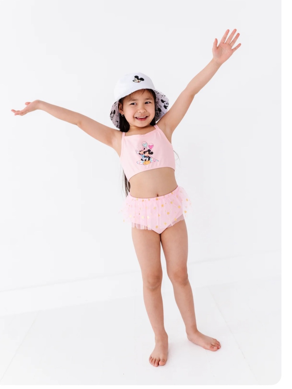 Girls' Pink Minnie Mouse Two-Piece Swim Bikini with Tulle Skirt NEW never worn